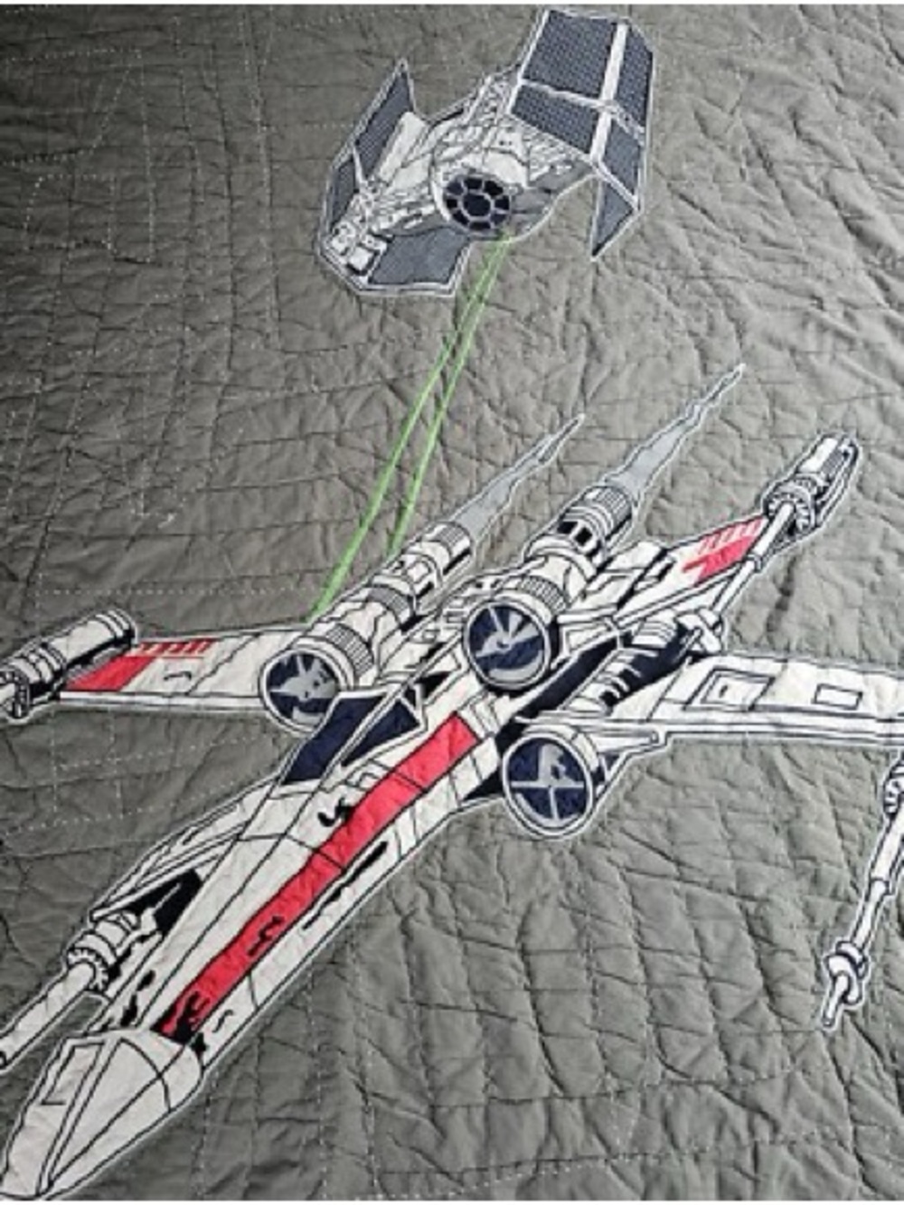 Starfighter Quilted Comforter - Gray with Red Accent